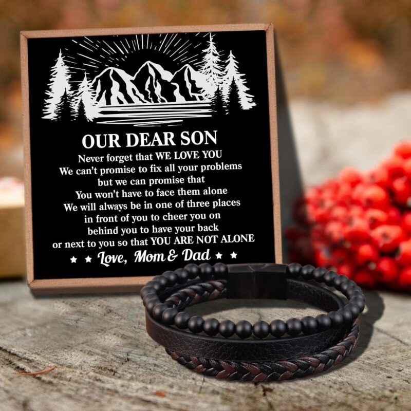 bracelets for son to our son you are not alone black beaded bracelets for men giveme gifts 29219411230781