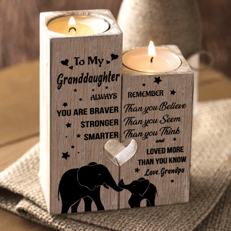 candle holders grandpa to granddaughter you are loved more wooden candle holders giveme gifts 16529590681661