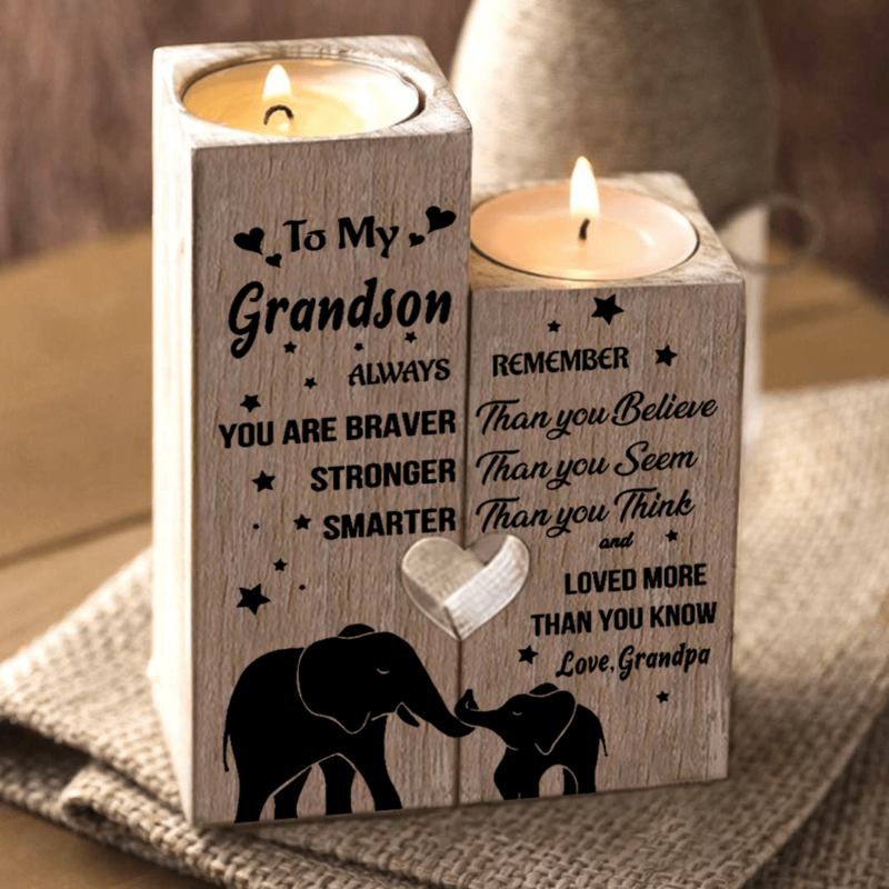 candle holders grandpa to grandson you are loved more than you know wooden candle holders giveme gifts 16529572757565