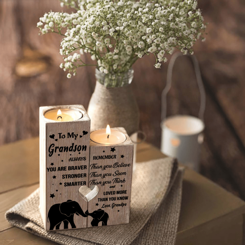 candle holders grandpa to grandson you are loved more than you know wooden candle holders giveme gifts 16529572823101