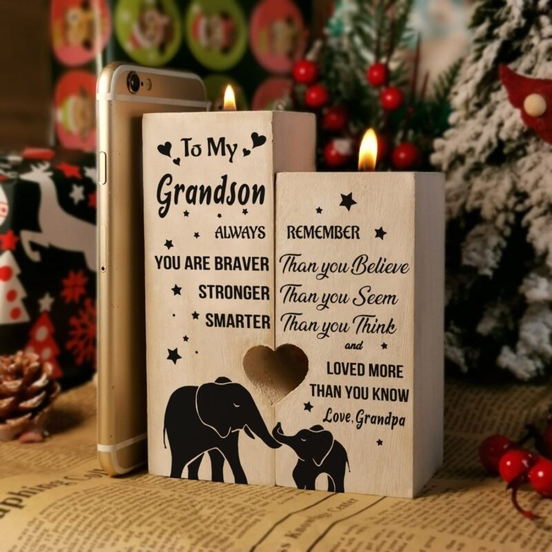 candle holders grandpa to grandson you are loved more than you know wooden candle holders giveme gifts 16574150246461