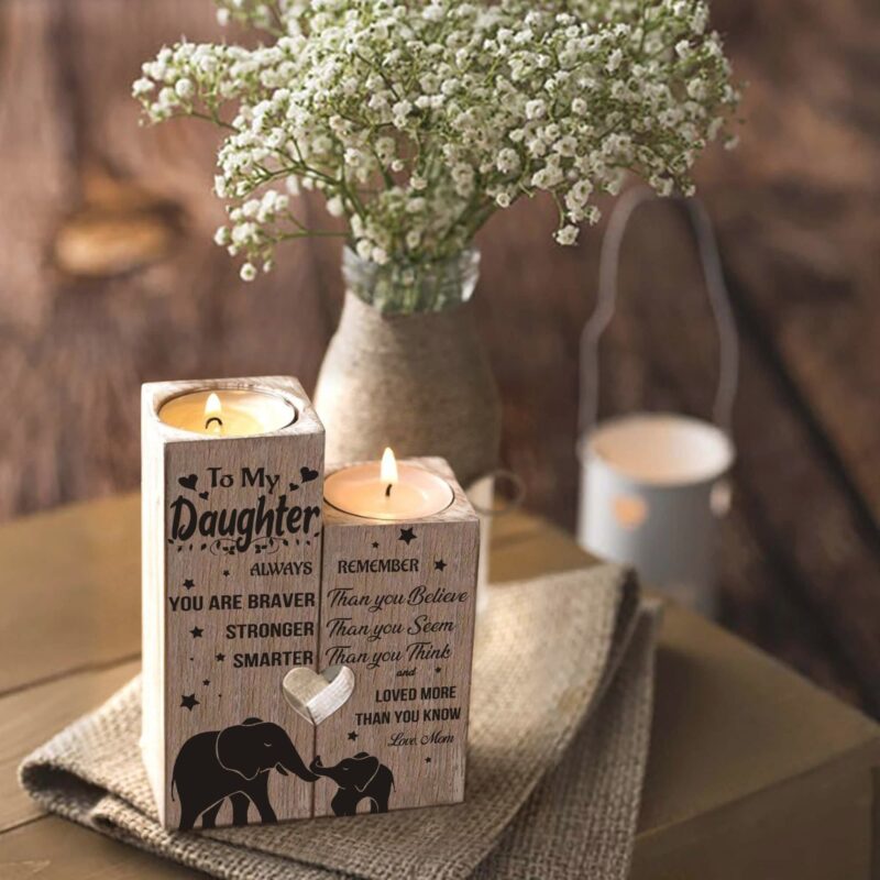 candle holders mom to daughter you are loved more than you know wooden candle holders giveme gifts 16527747809341
