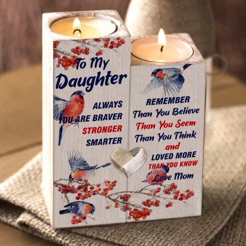 candle holders mom to daughter you are loved more wooden candle holders giveme gifts 16776078360637