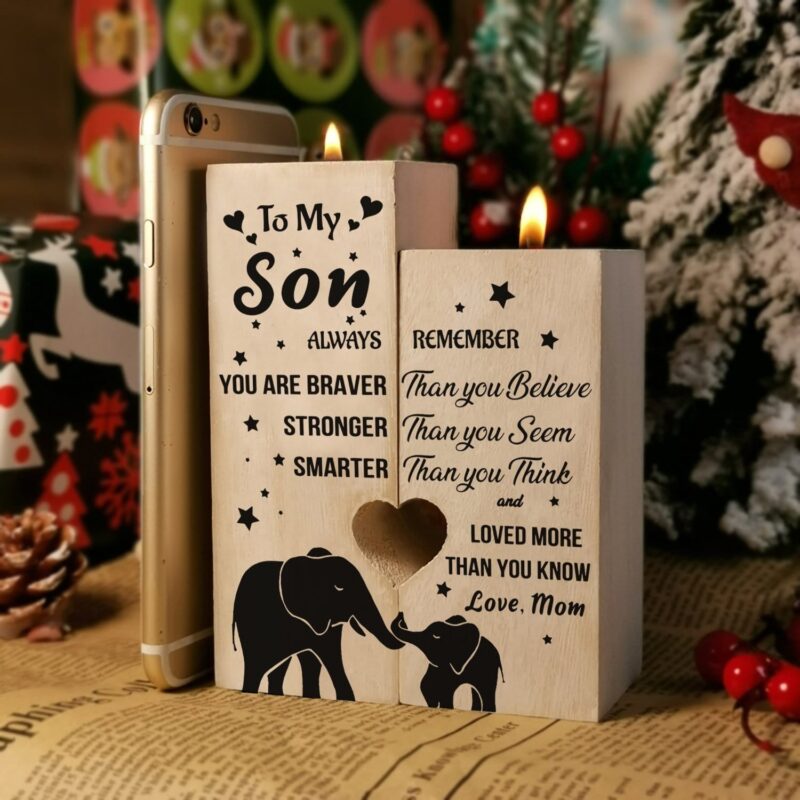 candle holders mom to son you are loved more than you know wooden candle holders giveme gifts 16574222434365