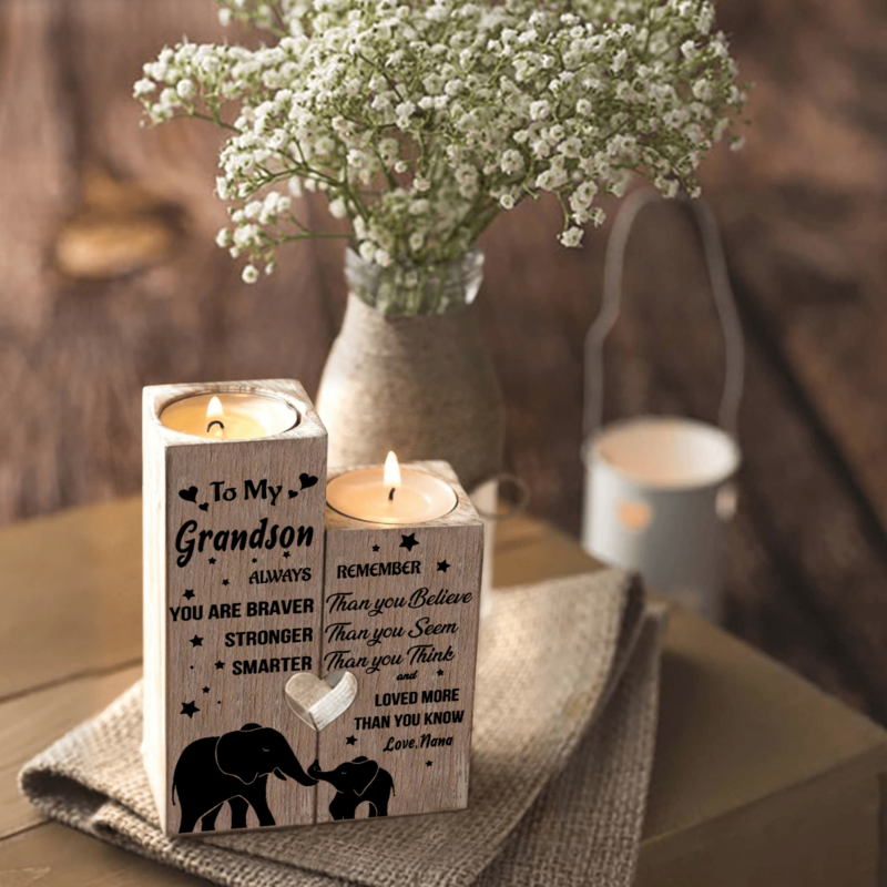 candle holders nana to grandson you are loved more than you know wooden candle holders giveme gifts 16529576558653