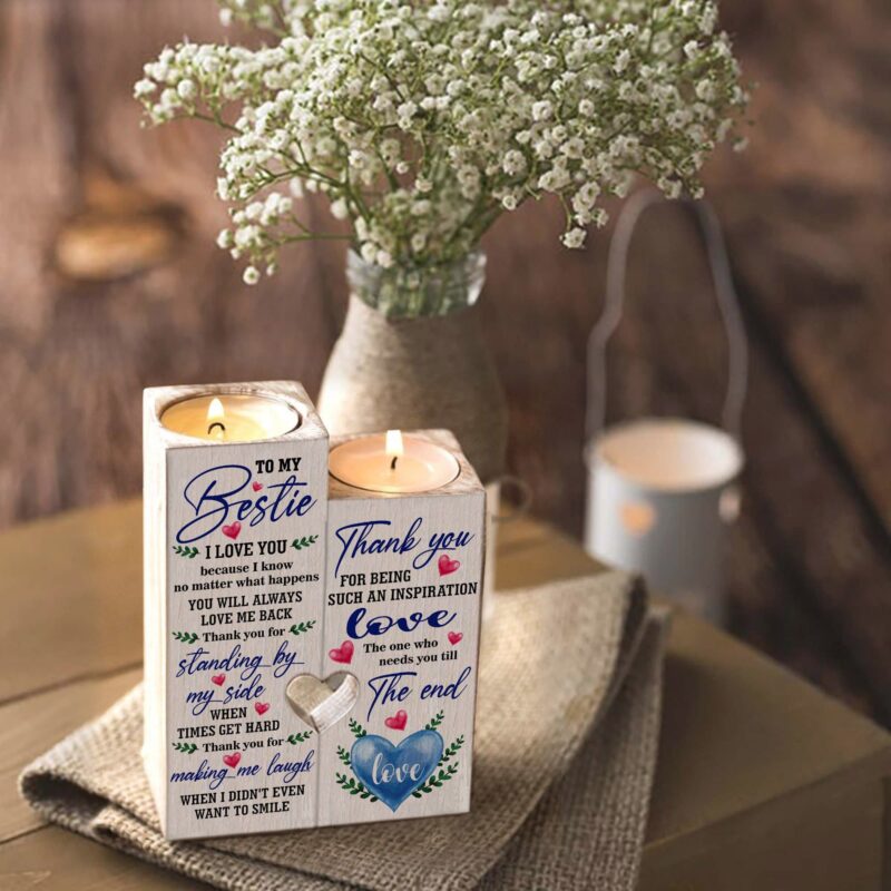 candle holders to my bestie thank you for standing by my side wooden candle holders giveme gifts 27929130434621