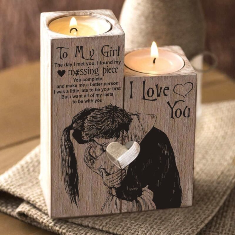 candle holders to my girl i love you wooden candle holders giveme gifts 31079665172541