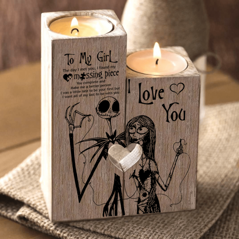 candle holders to my girl you complete and make me better wooden candle holders giveme gifts 16529553195069