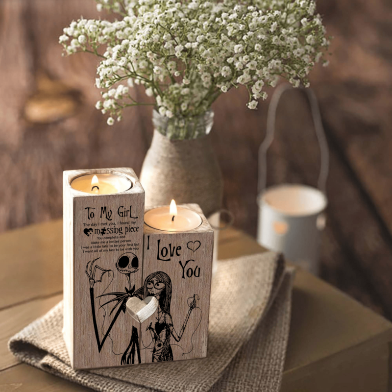 candle holders to my girl you complete and make me better wooden candle holders giveme gifts 16529553457213