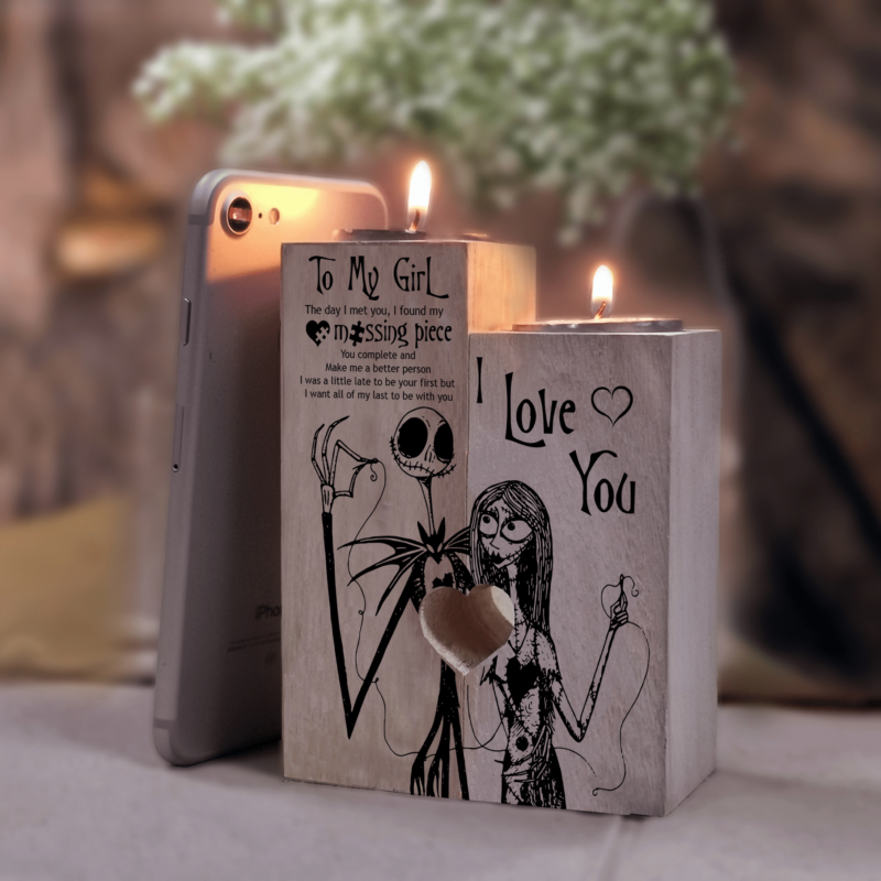 candle holders to my girl you complete and make me better wooden candle holders giveme gifts 16529553489981