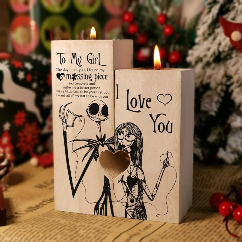 candle holders to my girl you complete and make me better wooden candle holders giveme gifts 16574141071421