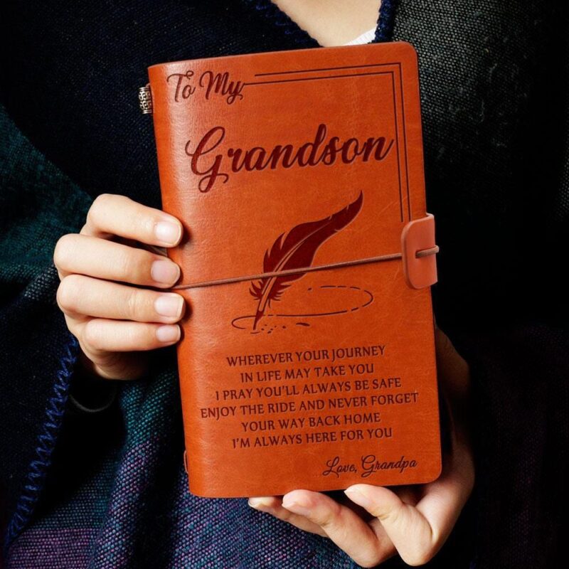 diary for grandson grandpa to grandson i am always here for you personalized leather journal giveme gifts 12052768882749