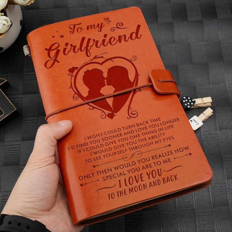 diary for lovers to my girlfriend i love you to the moon and back personalized leather journal giveme gifts 12052845035581