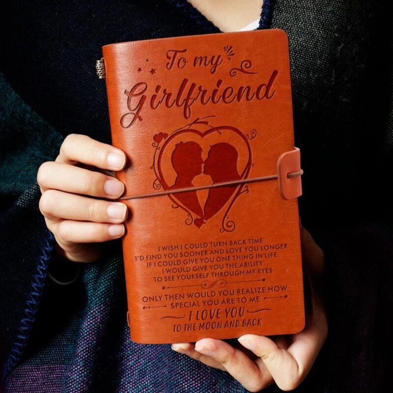 diary for lovers to my girlfriend i love you to the moon and back personalized leather journal giveme gifts 12052845101117