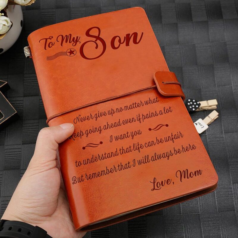 diary for son mom to son never give up personalized leather journal giveme gifts 11275835965501