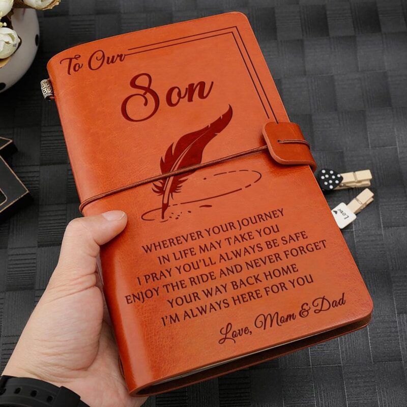diary for son to our son we are always here for you personalized leather journal giveme gifts 4895154241597