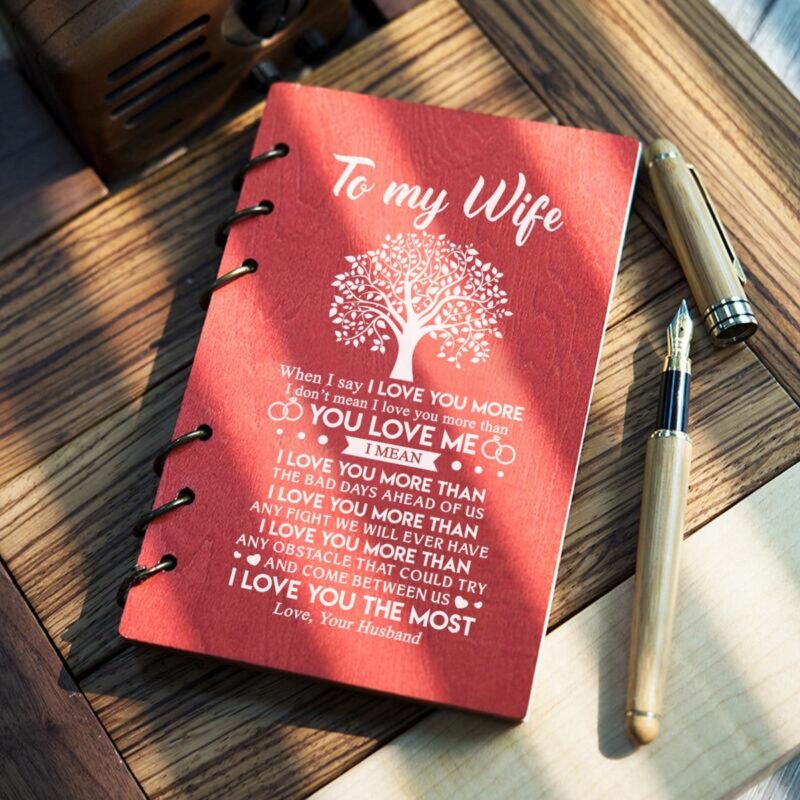 diary for wife to my wife i love you the most wood journal notebook giveme gifts 16778392928317