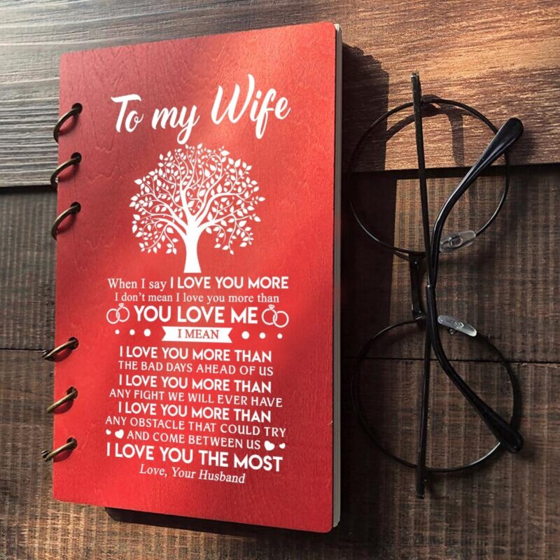 diary for wife to my wife i love you the most wood journal notebook giveme gifts 16778392993853