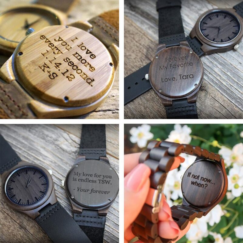 engraved wood watches personalized loving messages wooden customized watch giveme gifts 4262227476541