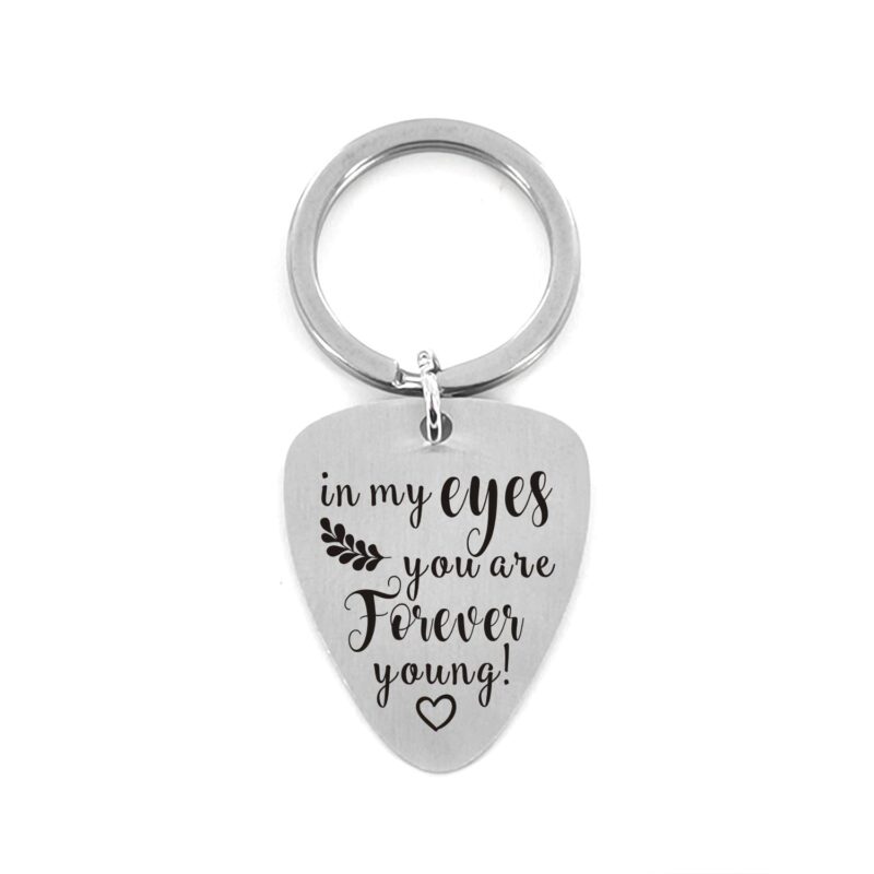 guitar pick keychains in my eyes you are forever young customized guitar pick keychain giveme gifts 16754140905533