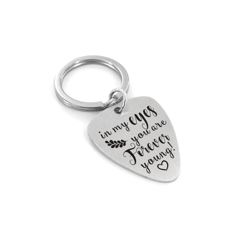 guitar pick keychains in my eyes you are forever young customized guitar pick keychain giveme gifts 16754140938301