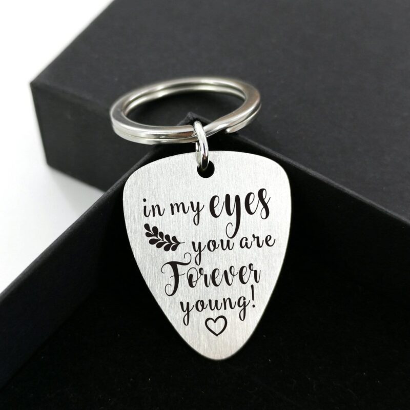 guitar pick keychains in my eyes you are forever young customized guitar pick keychain giveme gifts 31076250550333