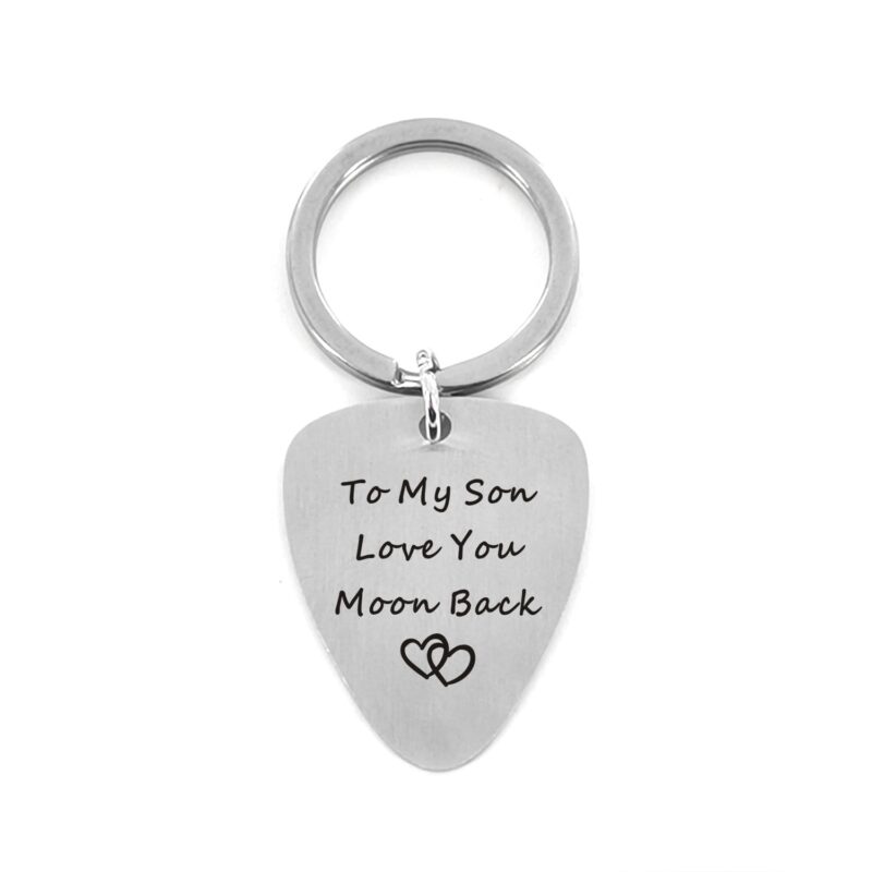 guitar pick keychains to my son love you moon back customized guitar pick keychain giveme gifts 16753949638717