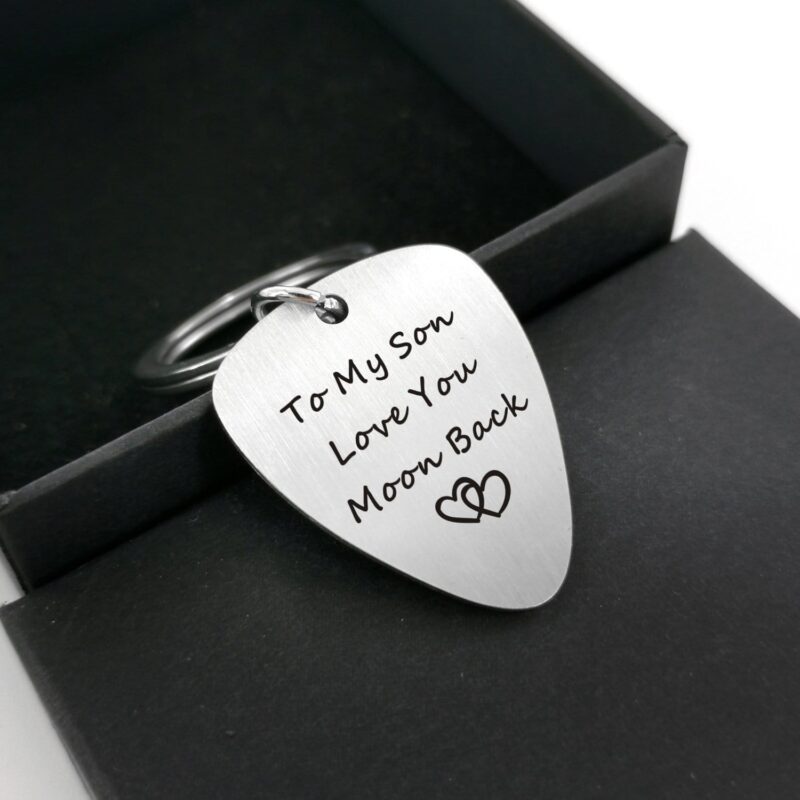 guitar pick keychains to my son love you moon back customized guitar pick keychain giveme gifts 16753949737021