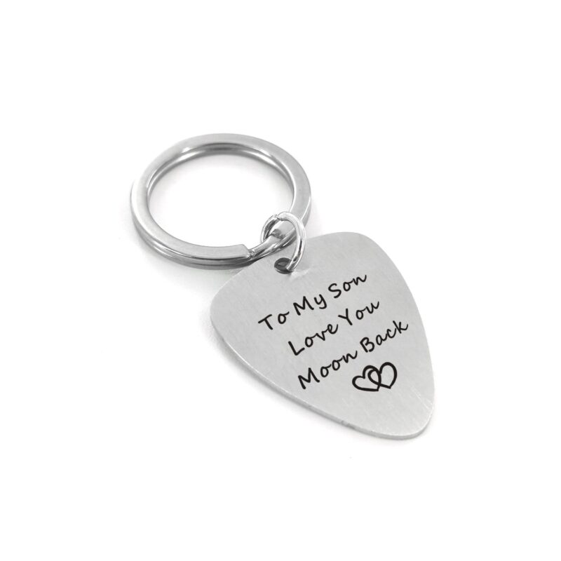 guitar pick keychains to my son love you moon back customized guitar pick keychain giveme gifts 16753952063549