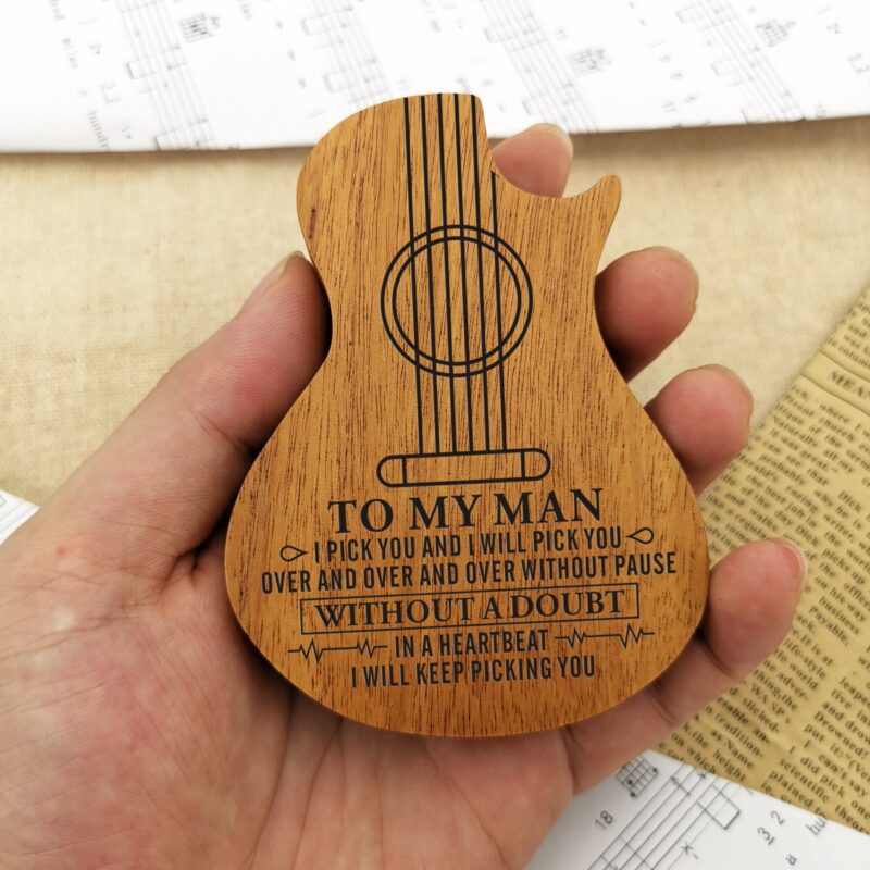 guitar picks to my man i will keep picking you wood guitar picks with case giveme gifts 16533815853117 scaled