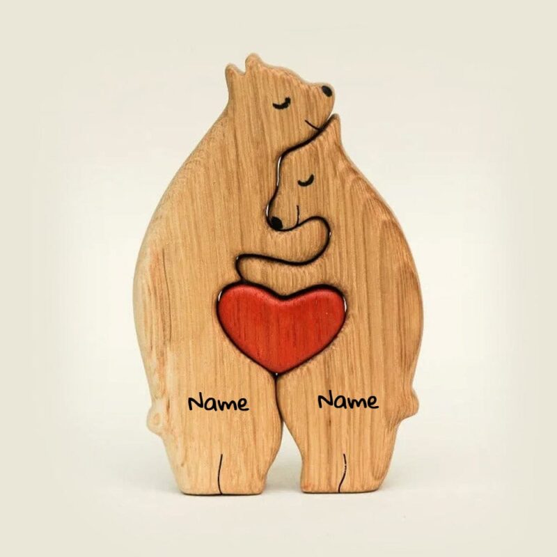 home decor wooden bear family personalized name puzzle 2 personalized names giveme gifts 31047005536317