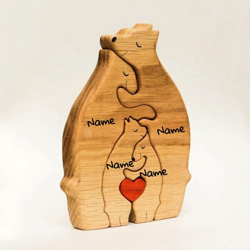 home decor wooden bear family personalized name puzzle 3 personalized names giveme gifts 31081328181309