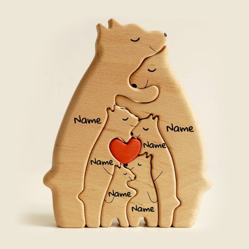 home decor wooden bear family personalized name puzzle 5 personalized names giveme gifts 31047218069565