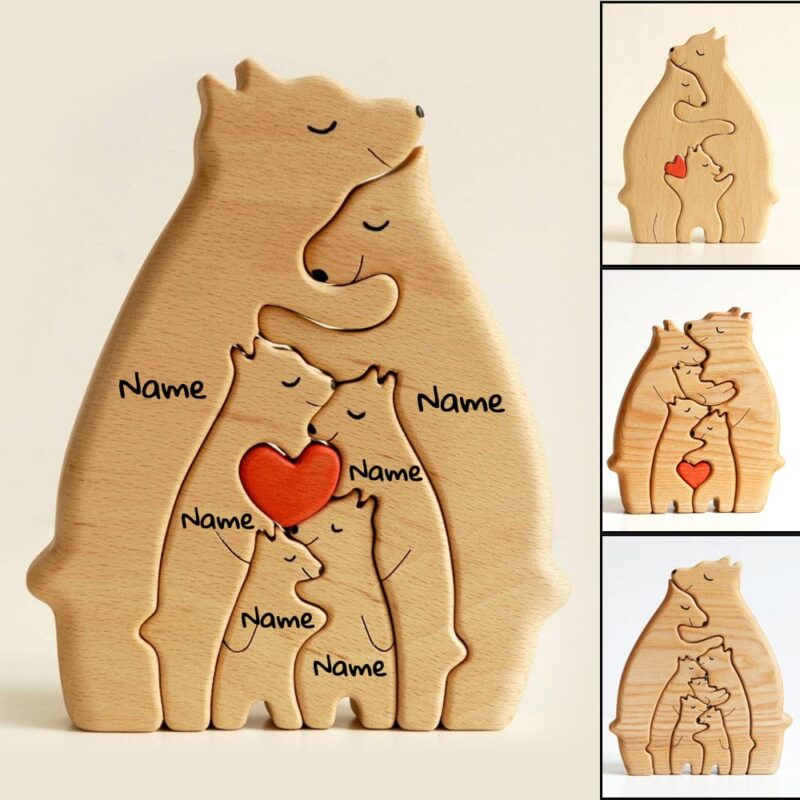 home decor wooden bear family personalized name puzzle 5 personalized names giveme gifts 31081325756477