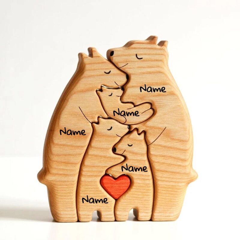 home decor wooden bear family personalized name puzzle 5 personalized names giveme gifts 31081325953085