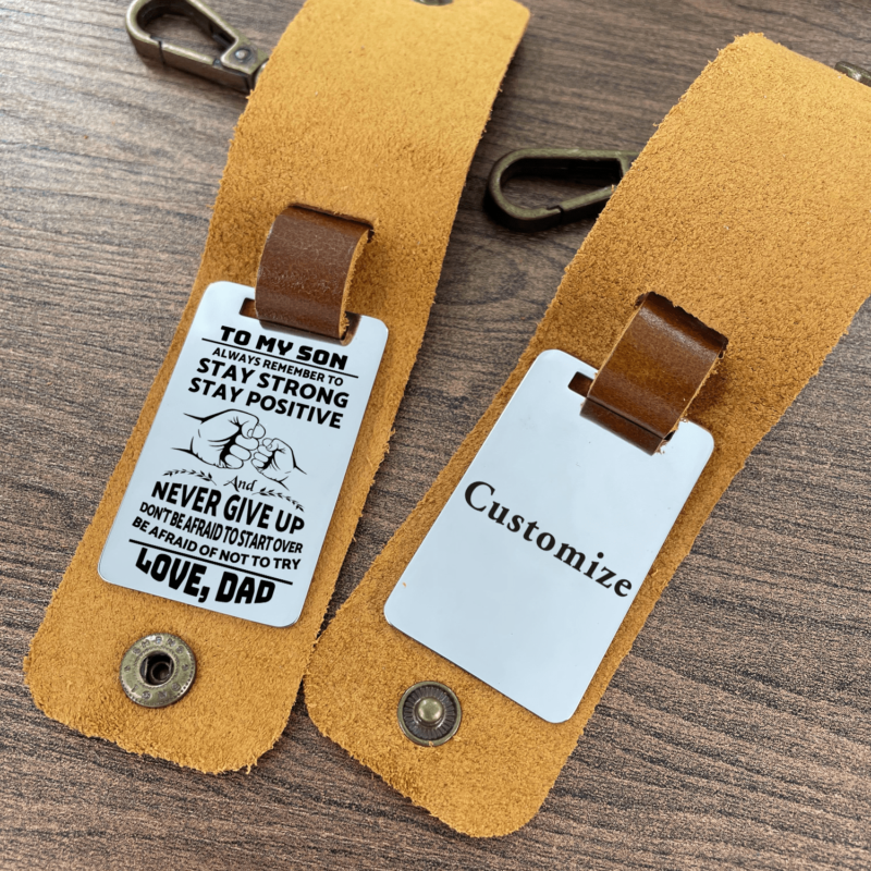 keychains for son dad to son never give up leather customized keychain giveme gifts 28283047444541