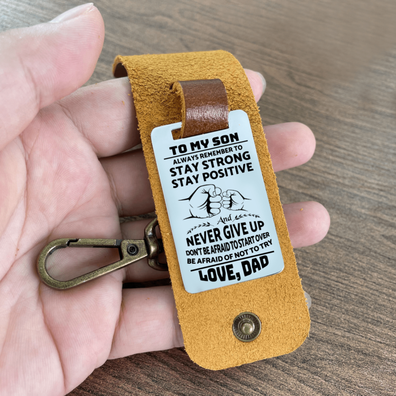 keychains for son dad to son never give up leather customized keychain giveme gifts 28283047575613