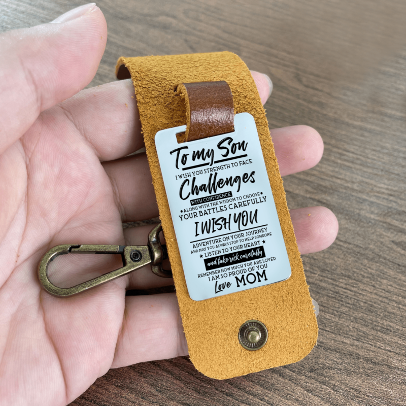 keychains for son mom to son challenges with confidence leather customized keychain giveme gifts 28282763411517