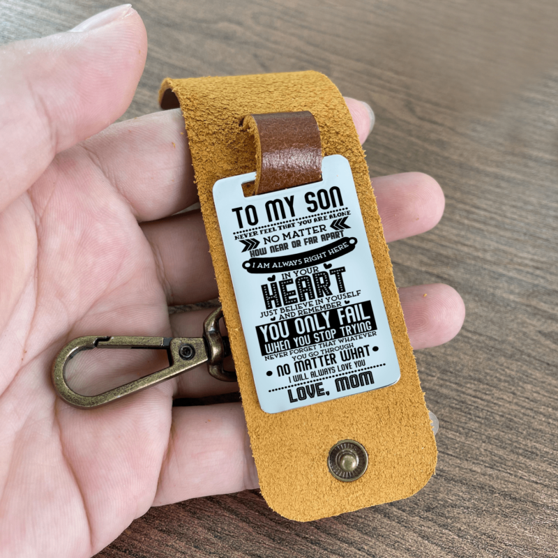 keychains for son mom to son i am always right here leather customized keychain giveme gifts 28283103379517