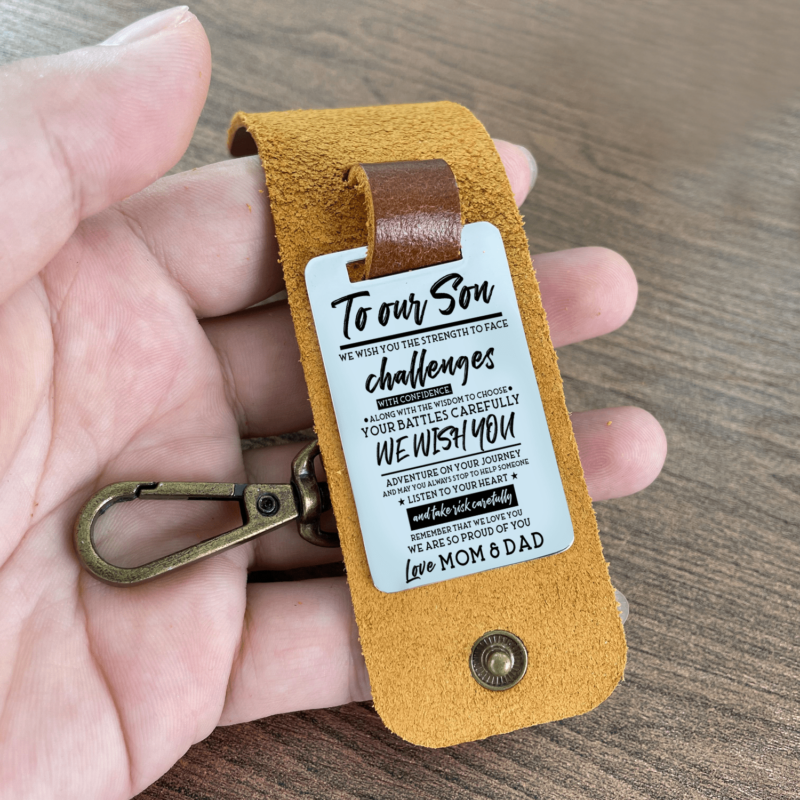 keychains for son to our son challenges with confidence leather customized keychain giveme gifts 28286743576637