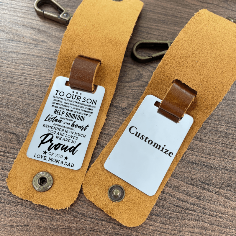 keychains for son to our son we are so proud of you leather customized keychain giveme gifts 28286755602493