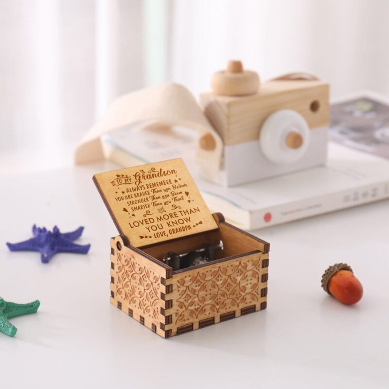 music boxes grandpa to grandson you are loved more than you know engraved wooden music box giveme gifts 11984566550589