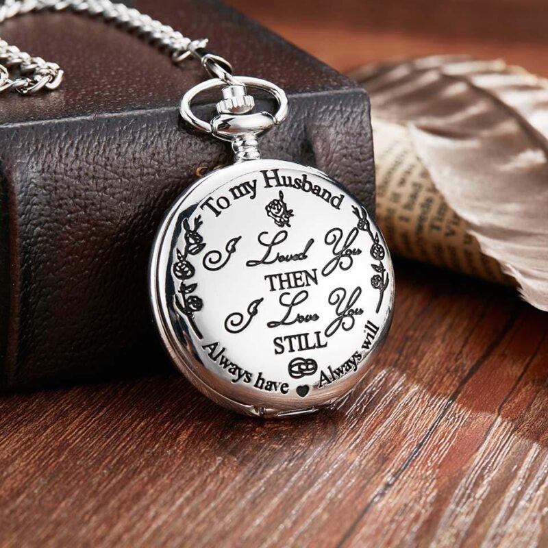 pocket watches for husband to my husband i love you still silver engraved pocket watch giveme gifts 14028651987005