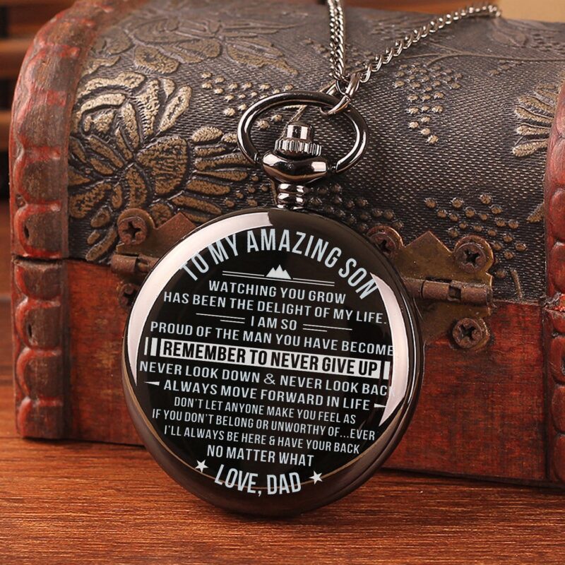 pocket watches for son dad to son remember to never give up pocket watch giveme gifts 14239650578493