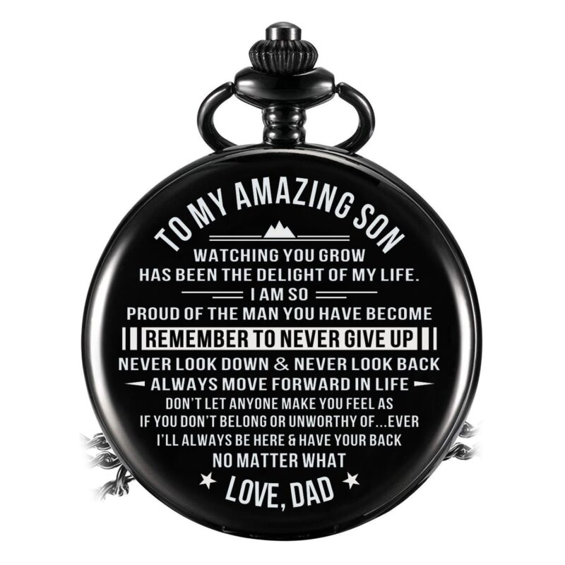 pocket watches for son dad to son remember to never give up pocket watch giveme gifts 14239650611261