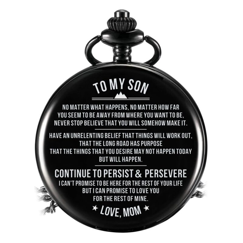 pocket watches for son mom to son continue to persist and persevere pocket watch giveme gifts 14239457345597