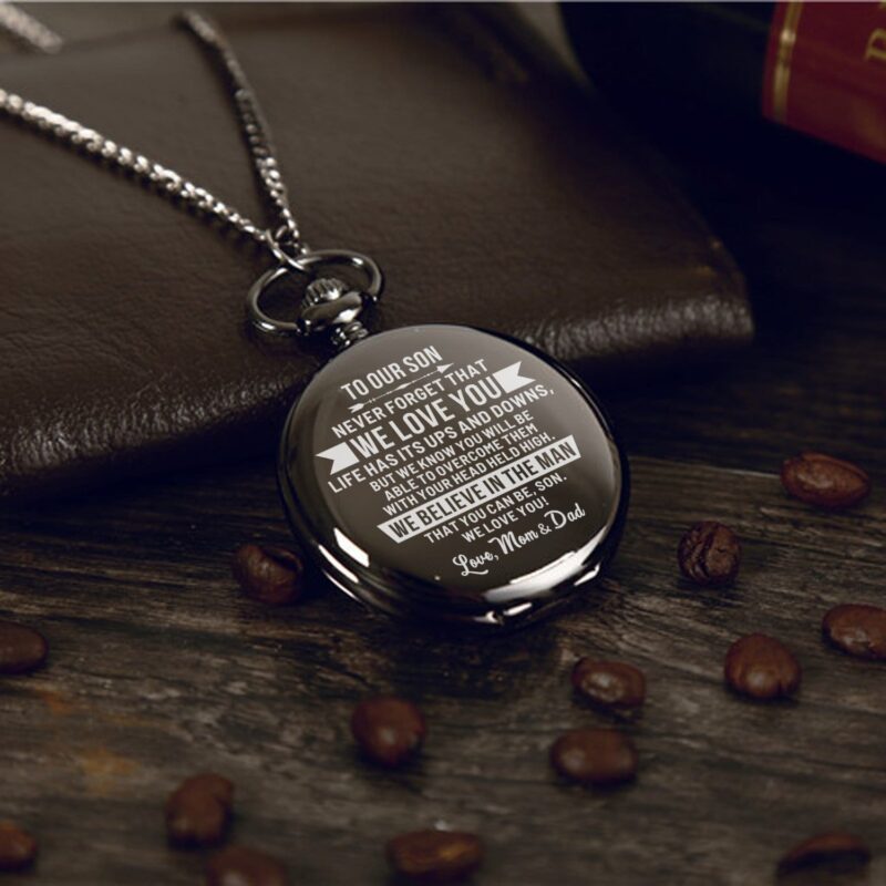 pocket watches for son to our son never forget that we love you pocket watch giveme gifts 16379278491709