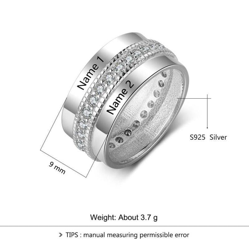 rings 925 sterling silver couple of love customized name ring 925 sterling silver giveme gifts 4755075956797