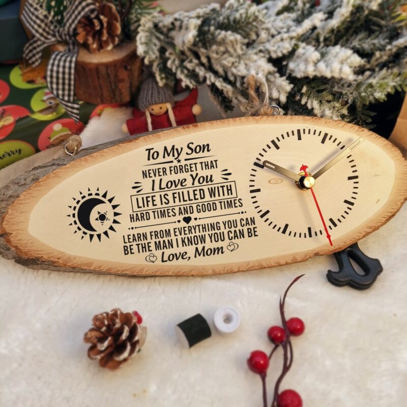 table clocks mom to son be the man i know you can be engraved wood clock giveme gifts 16771422748733