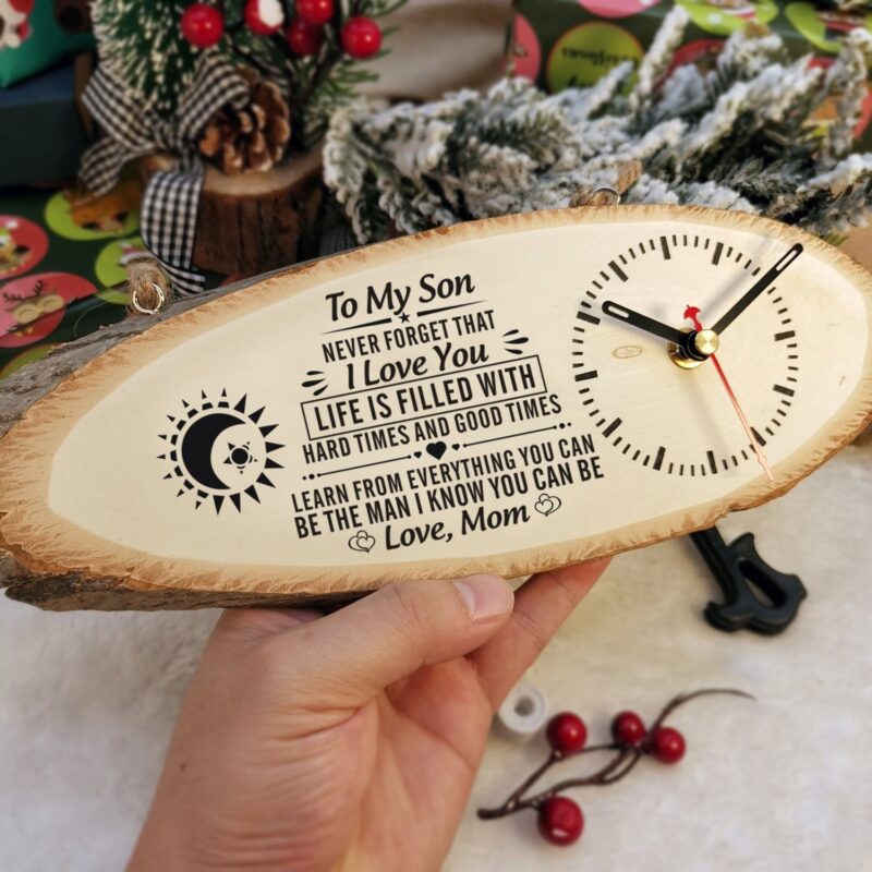 table clocks mom to son be the man i know you can be engraved wood clock giveme gifts 16771422781501
